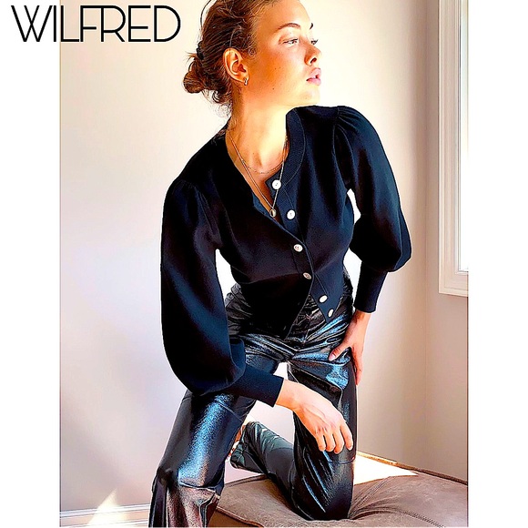 Wilfred Pants - Wilfred Jive Black High Rise Vegan Leather Pants NWOT sz xs